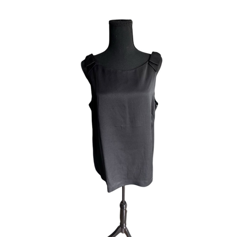 Vineyard Vines 100% Silk Black Bow Strap Tank Top Size 14 NWT G12